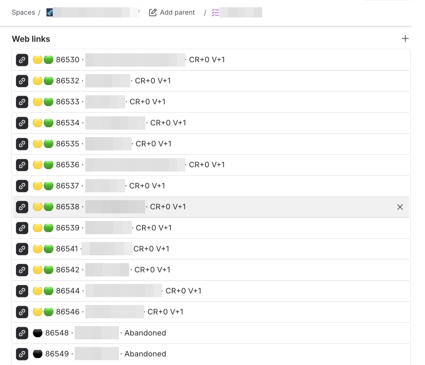The final board: every change green on tests, yellow awaiting a human review — and two black dots for the dead ends