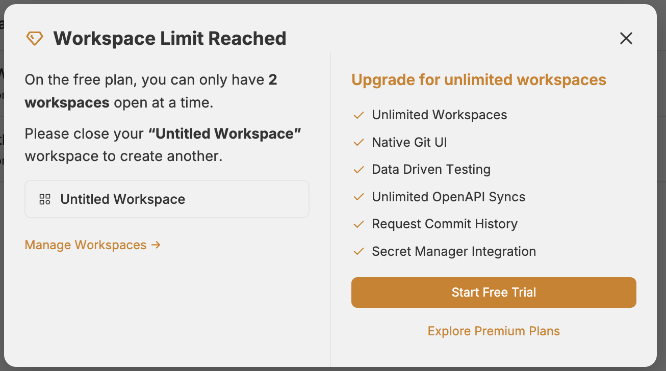 Bruno's free plan tops out at two workspaces