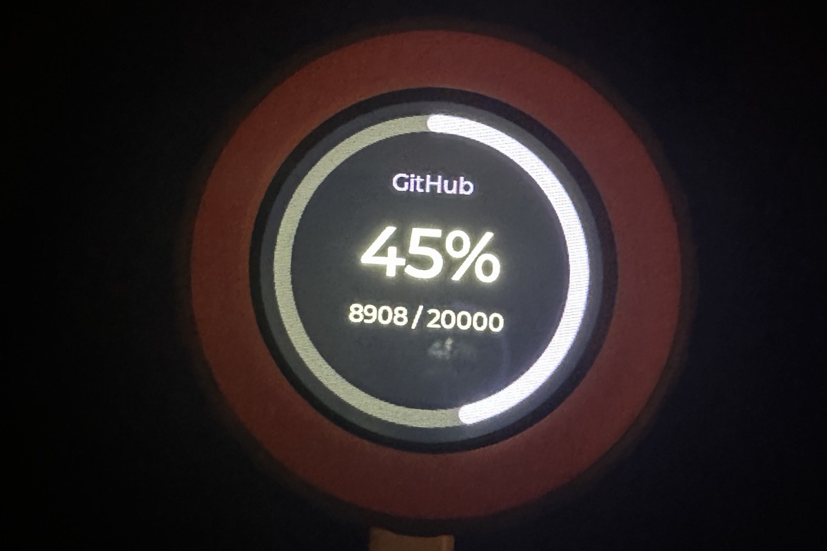 The GitHub page, photographed in the dark