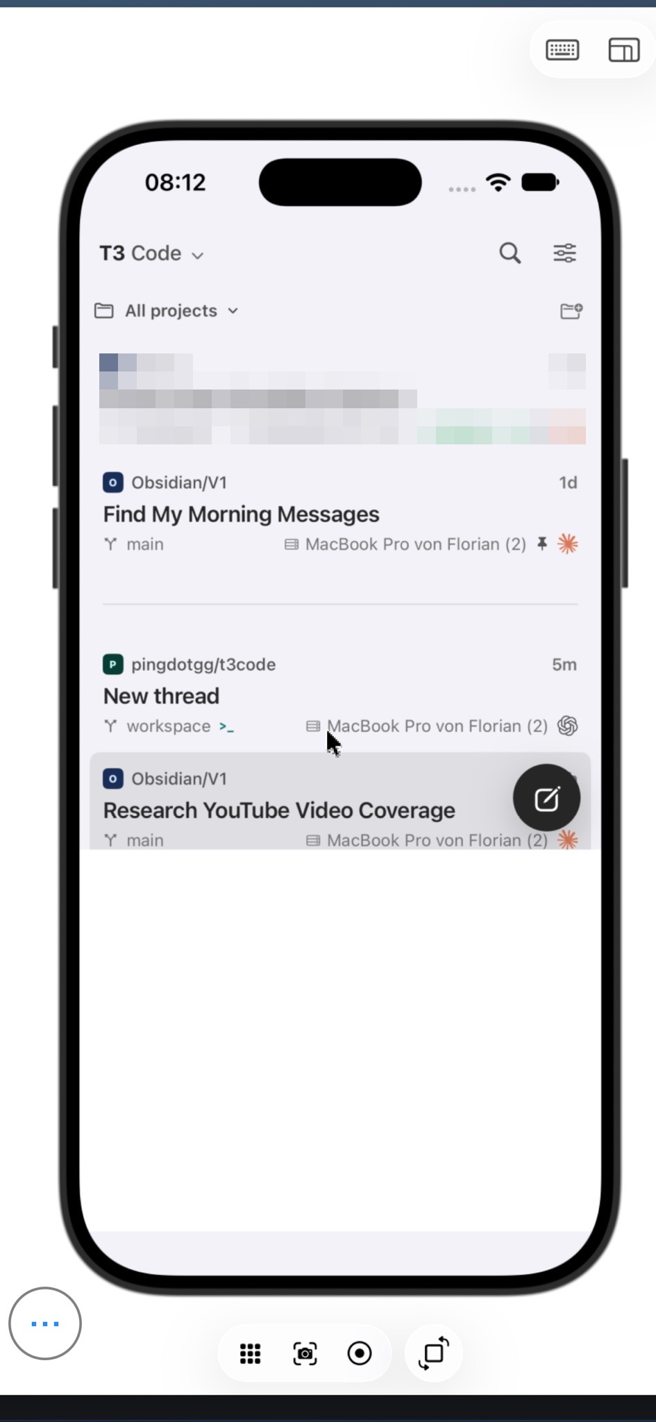 Reproduced: the same white area, on the fake phone